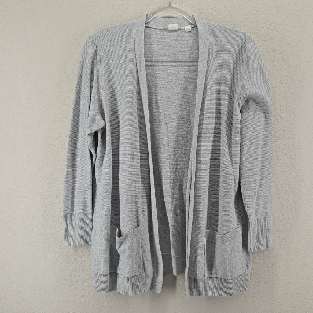 GAP Light Gray Open-Front Ribbed Cardigan Size Large